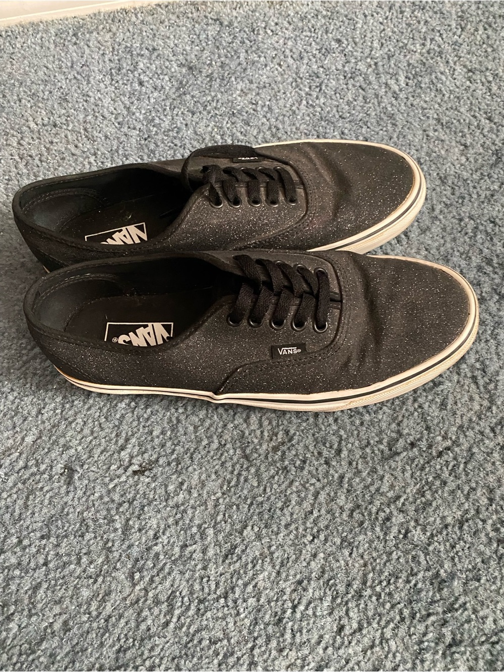Vans Men’s Black Canvas Sneakers with White Sole
